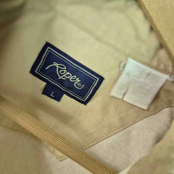 Roper Cream Brown Black Wolf Pack Vintage Western Snap Button Shirt Men's Large - Picture 2 of 2